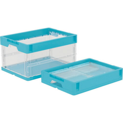 三甲 【別途送料】 【個人宅不可】 折りたたみコンテナー 560920 オリコンP28B-B 透明/ライトブルー 56092000TMBL512 [1467-9003026]