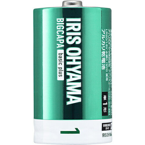 アイリスオーヤマ IRIS BIGCAPA basic plus アルカリ乾電池 単1形 4本パック LR20Bbp/4S [155-560047]