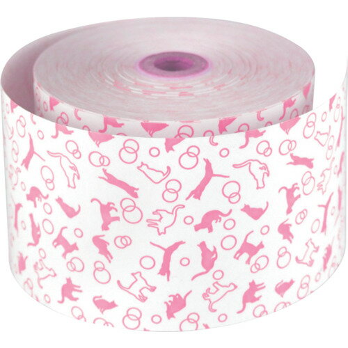 グリーンクロス 【個人宅不可】 ファンシーレジ用紙 58mm幅 ねこ ピンク 8巻入り 6300027968 [1560-2211481]