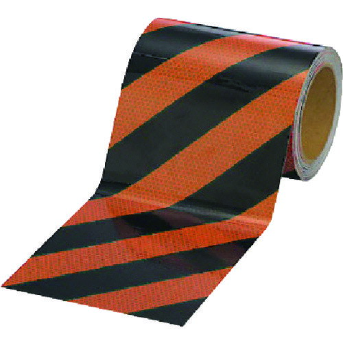 ユニット 【個人宅不可】 高輝度テープ（橙/黒）150mm幅×10m ポリエステル樹脂フィルム 374-85 [171-533190]