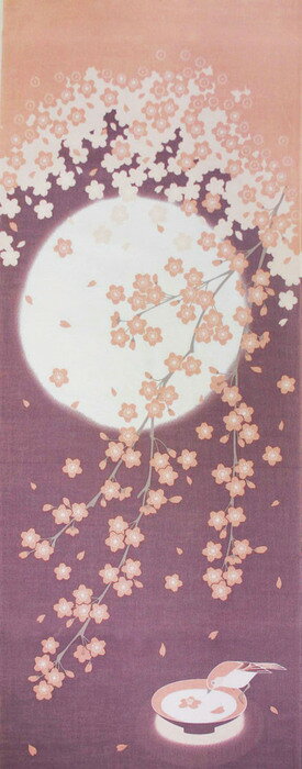 ヤマコー 四季彩布 てぬぐい 月と桜 87549 [1821-4875498](3)