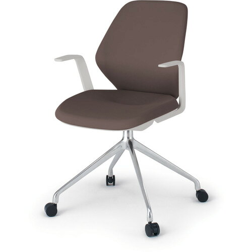 イトーキ 【別途送料】 【個人宅不可】 ITOKI キュアチェア 4本脚 クロスバック 肘付 ナイロン双輪キャスター付 脚アルミミラー 本体ライトグレー 布地チョコレートブラウン KG-945PV-ZNH2 [2072-00001635]
