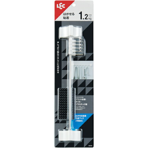 レック 【6Pk販売】LEC はがせる粘着5連フック（可動式） H00466 [2617-0161856]