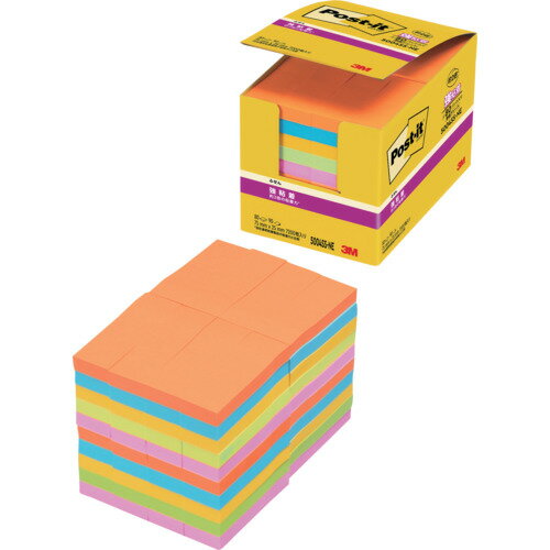 スリーエム 3M ポスト・イット 強粘着 75X25mm 90枚X80パッド 5色混色 5004SS-NE [263-032532]