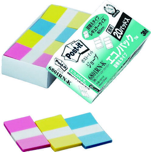 スリーエム 3M ポスト・イット 詰替えタイプ 44X25mm 50枚X20 3色混色 エコノパック 6801RN-K [263-046020]