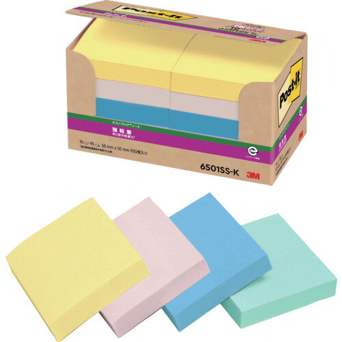 スリーエム 3M ポスト・イット 強粘着 50X50mm 90枚X10パッド 4色混色 6501SS-K [263-166497]