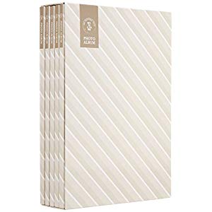 ナカバヤシ 5冊組ポケットアルバム270枚/ストライプ/ベージュ 5PL-270-33-V/M [274-384694]