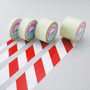 日本緑十字社 ガードテープ(ラインテープ) 白/赤(トラ柄) 75mm幅×20m 148123[279-119364]