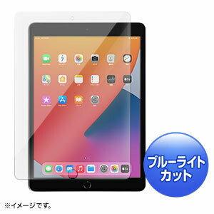 サンワサプライ 第8/7世代iPad10.2インチ用ブルーライトカット強化ガラスフィルム LCD-IPAD102GBC [F040323]
