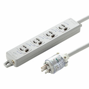 サンワサプライ 医用接地プラグ付き電源タップ TAP-HPM4-5W [444-839829]