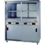 東製作所 【個人宅不可】 アズマ 二段式ステン保管庫両面引出付上部ガラス引違戸 鍵無し 1500×750×1800 [着日時指定不可・キャンセル不可] ACSWO-1500YG [885-878610]