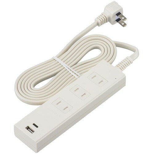 オーム電機 【別途送料】 【個人宅不可】 OHM 3個口タップ 雷ガード PD対応Type-C/Type-Aポート付き 2m..