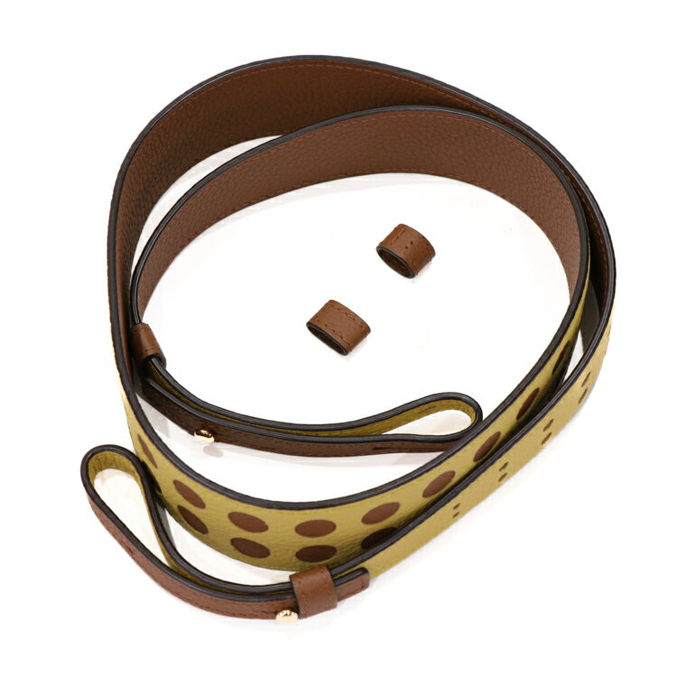 【極美品】デルヴォー ショルダーストラップ ドット ロデオカーフ ゴールド金具 マスタード ブラウン 4298280 【中古】