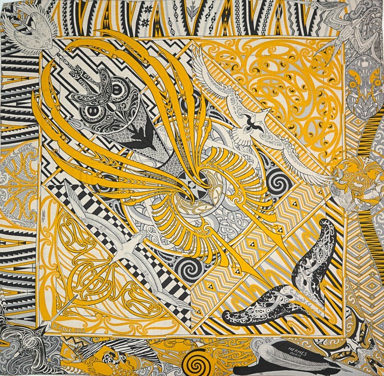 【美品】HERMES カレジェアン カレ140 Kawa Ora カワオラ カシシル 大判ストール カシミア シルク ナチ..