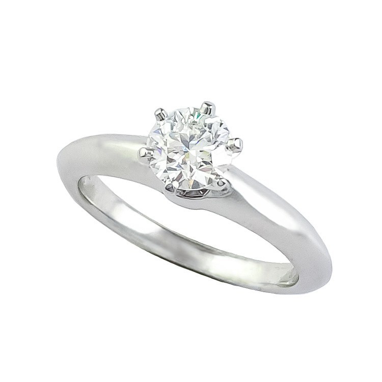 Rakuten - 【美品】ティファニー TIFFANY＆CO クラッシックソリティア ダイヤモンド 指輪 リング レディースアクセサリー Pt950 0.58ct 7.5号 5602620j 【中古】