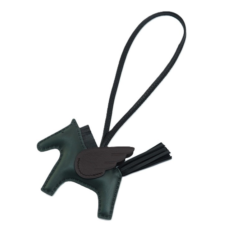 【未使用品】 エルメス ロデオPM ペガサス バッグチャーム アニョーミロ スイフト ヴェールマングローブ ブラック ベブラン K刻 ブランド小物 HERMES 6020110j【中古】