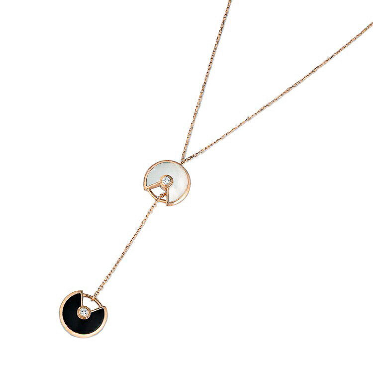 Rhinestone - 【美品】CARTIER アミュレット レディースネックレス CRB7224569 750 PG マザーオブパール オニキス ・ダイヤ 0.05ct ピンクゴールド 6057427j 【中古】