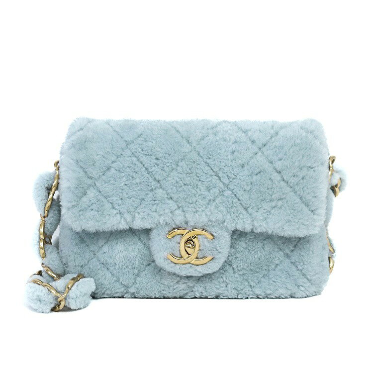 乐天商城 - 【中古】シャネル CHANEL ムートン マトラッセ チェーン ショルダー ハンド バッグ ブルー パステルカラー ゴールド金具 おしゃれ かわいい レディース 6082839jm-C3
