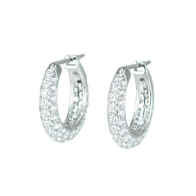Rakuten - 【中古】ギメル GIMEL パヴェ ダイヤモンド 0.825/0.824ct フープピアス Pt950 プラチナ ジュエリー レディース アクセサリー 6109954jm-L