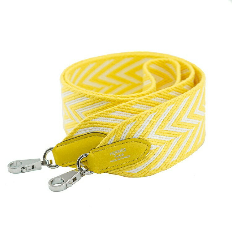Rakuten - 【美品】HERMES バンドリエール サングルカヴァル 50mm ショルダーストラップ トワル スイフト イエロー シルバー金具 D刻 バッグ用アクセサリー ブランド小物 5349411JK【中古】