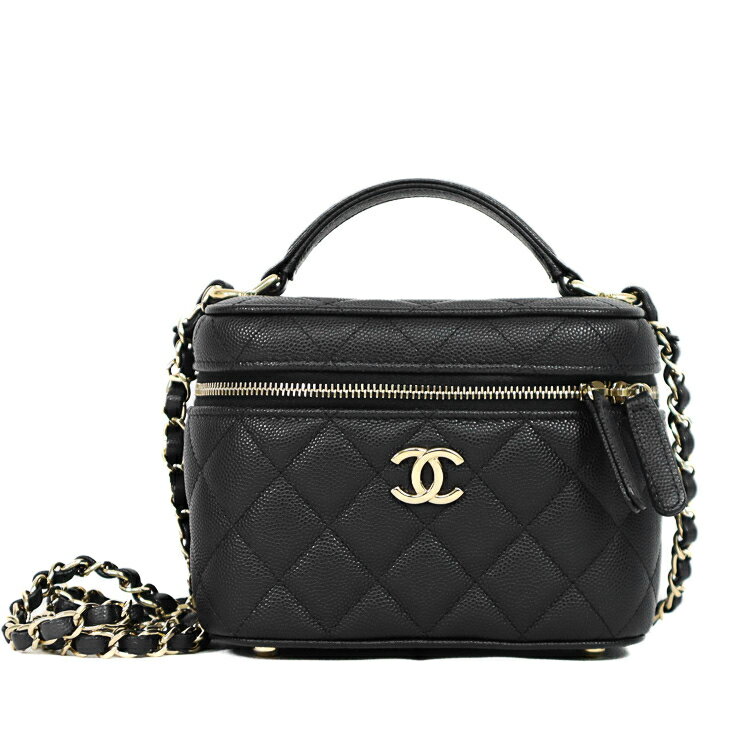 CHANEL シャネル キャビアスキン 2Way バニティバッグ ショルダーバッグ メイク コスメ 化粧ポーチ ブラック 管理番号：10527 CHANEL（シャネル） ココマーク バニティバッグ メイク コスメ 化粧