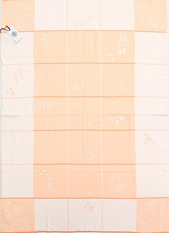 Rakuten - 【未使用】HERMES プレード ガブリオル ブランケット ベビー 赤ちゃん ひざ掛け 毛布 コットン 100% オレンジ ホワイト ブランド小物 エルメス 6215737m【中古】