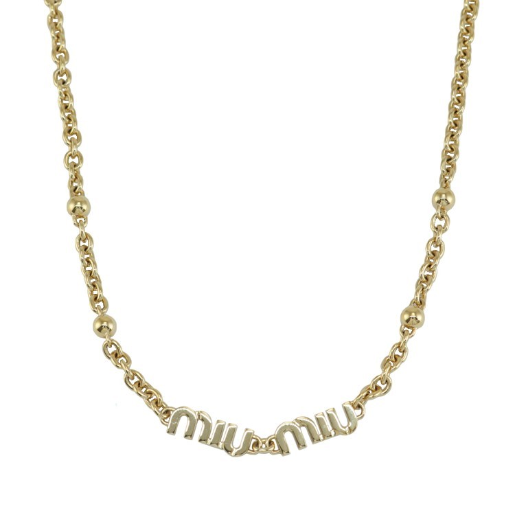 Rakuten - 【美品】 ミュウミュウ ロゴ ペンダント ネックレス メタルチェーン ゴールド ブランドアクセサリー MIU MIU 6229640m【中古】