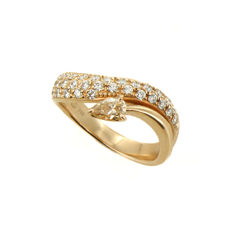 Rakuten - 【中古】 指輪 K18 ダイヤモンド 0.31ct/0.45ct 6.7g 13号 イエローゴールド パヴェ ペアシェイプ ブラウンダイヤモンド ジュエリー 6211035mm-L