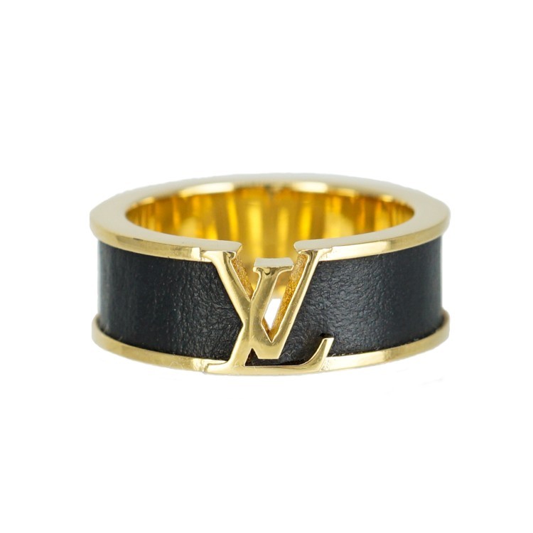 乐天商城 - 【美品】LOUIS VUITTON 指輪 リング・LV イニシャル M1766M GP レザー ブラック ゴールド ブランド小物 ルイヴィトン 6241927m【中古】