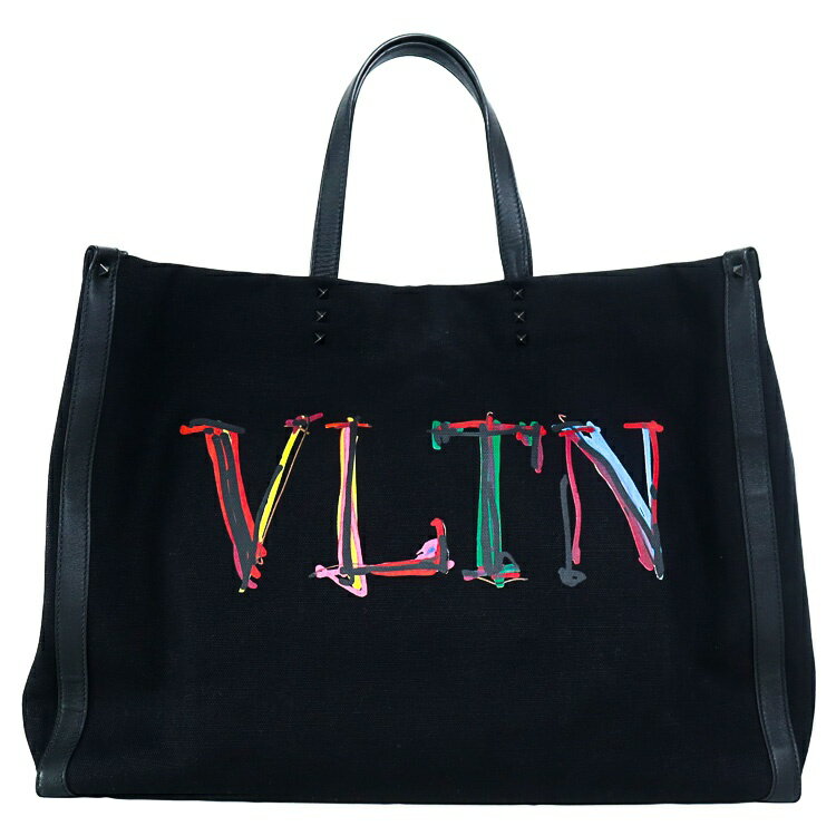 樂天商城 - VALENTINO GARAVANI VLTNロゴ ラージ キャンバス トート VY2B0A34GWU キャンバス ブラック メンズバッグ レディースバッグ 男女兼用 6212950m 【中古】