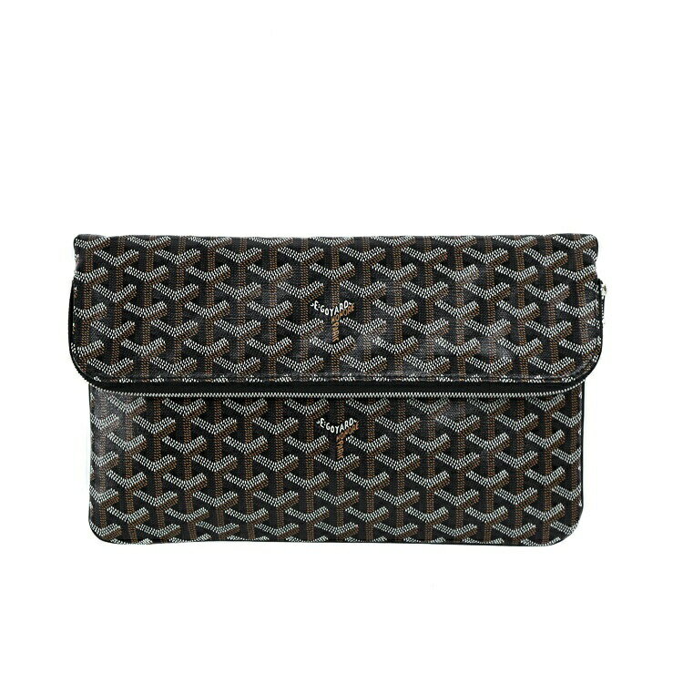 【美品】GOYARD ゴヤール サンマリー MM クラッチバッグ STMARIMMLTY01CL01P ノワール ブラック コーティングキャンバス カーフスキン メンズバッグ ブランドバッグ 5s04813JF5【中古】