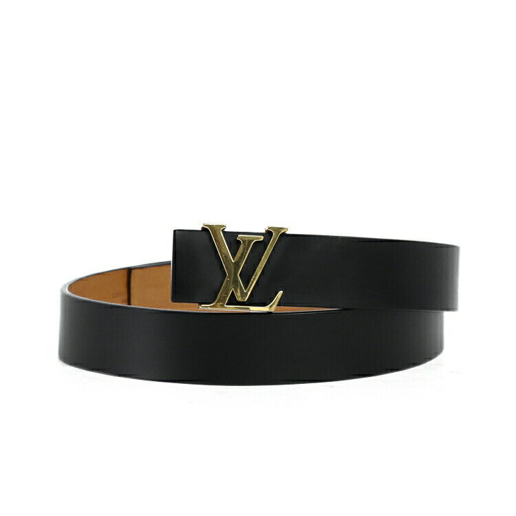LOUIS VUITTON ルイヴィトン サンチュール イニシャル LV ベルト M6901V レザー ブラック ゴールド金具 サイズ70 LVロゴ レディースベルト ブランド小物 5072529MK【中古】