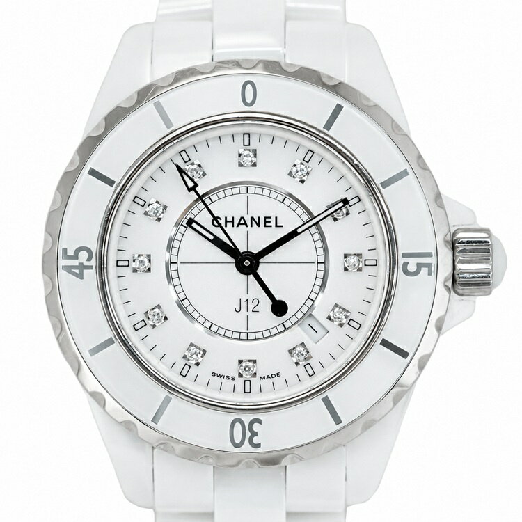 【美品】 CHANEL J12 12Pダイヤインデックス H1628 レディース腕時計 セラミック ホワイト ボーイズ 男女兼用 6265722j 【中古】