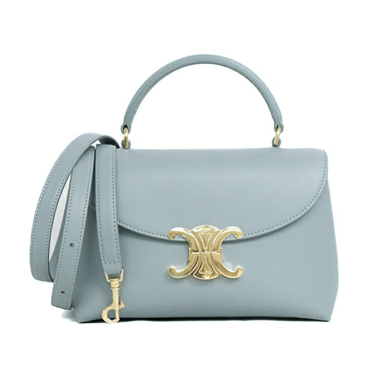 Rakuten - 【美品】セリーヌ CELINE ティーン ニノ ショルダー トリオンフ レディースバッグ 2Way 118113GG2.07IC カーフスキン ゴールド金具 アイスブルー 6285728j 【中古】