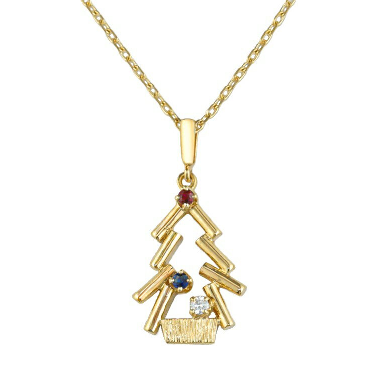 乐天商城 - 【中古】 ミキモト クリスマス ツリー ネックレス K18 ダイヤモンド ルビー サファイア イエローゴールド もみの木 ジュエリー 6345673mm-M