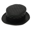 【中古】シャネル　ハット　帽子　A02041X01080　ラムスキン　レザー　モスグリーン　黒　ブラック　22-3356-C1