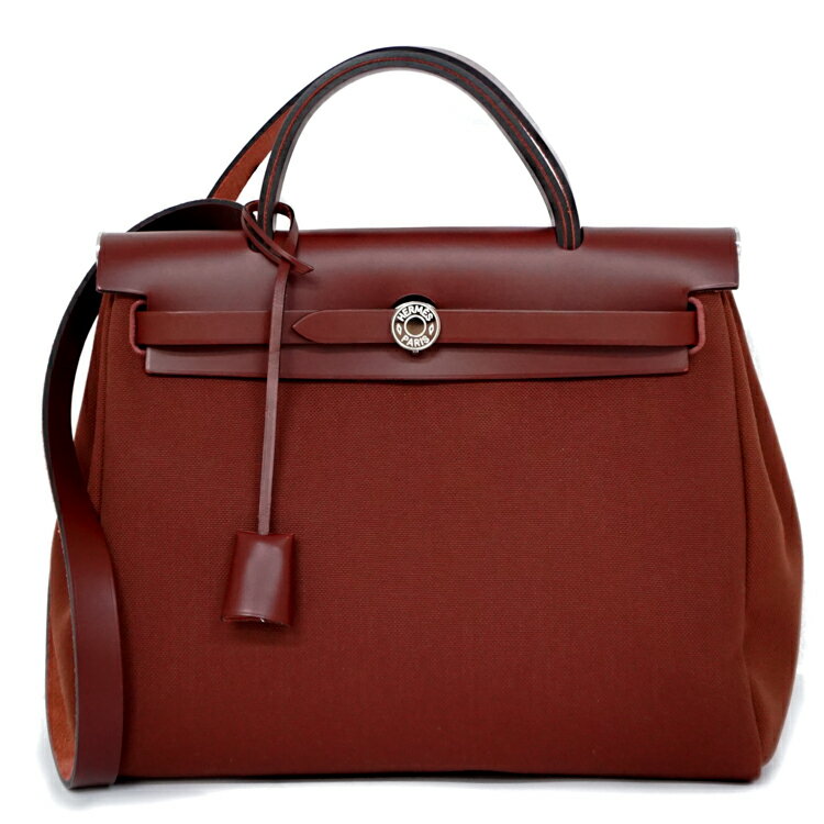 【中古】【極美品】エルメス　レディースバッグ　エールバッグ　ジップ　PM　31　ハンドバッグ　2way　ショルダーバッグ　トワルミリタリー　ヴァッシュハンター　ルージュアッシュ　シルバー金具　Y刻　ブランドバッグ　sw23-0170のサムネイル