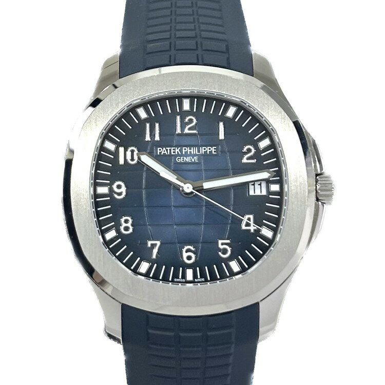 【中古】パテックフィリップ　メンズ腕時計 　アクアノート　誕生20周年記念モデル　20th　5168G-001　自動巻　K18ホワイトゴールド　ネイビー　ラバー　ネイビー文字盤　カレンダー　スケルトン　時計　腕時計　メンズウォッチ　22-3682-C