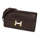 HERMES エルメス コンスタンス トゥーゴー コンスタンスロング 長財布 クロコダイルレザー アリゲーター マット ブルゴーニュ ゴールド金具 D刻 ショル...