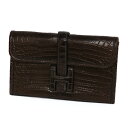 HERMES エルメス ジジェ ミニ クラッチバッグ クロコダイルレザー ニロティカス マット エベンヌ ブラウン系 □H刻 メンズ・レディースバッグ ブランド...