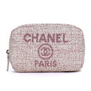 【極美品】CHANEL シャネル ドーヴィル ツイード ポーチ ローズクレール ピンク 小物入れ コスメポーチ マルチケース ブランド小物 3S72540MT ...
