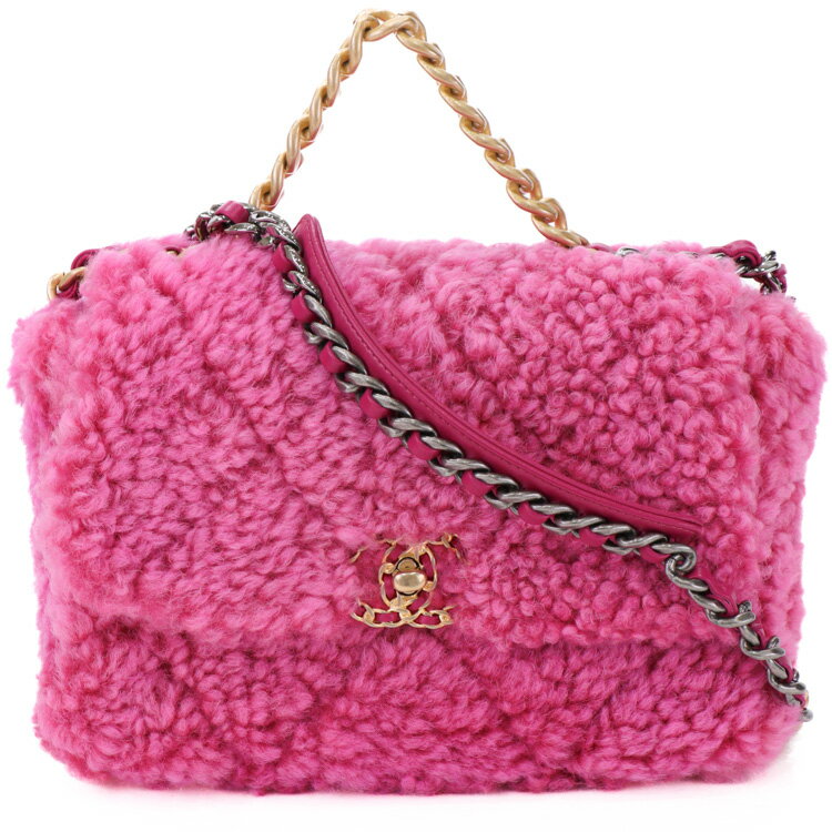 【美品】CHANEL シャネル19 ムートン マトラッセ チェーンショルダー レディースバ...