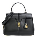 CELINE セリーヌ 16 セーズ ラージ ハンドバッグ 2way ショルダーバッグ カーフスキン レザー ブラック ゴールド金具 トップハンドル レディース...