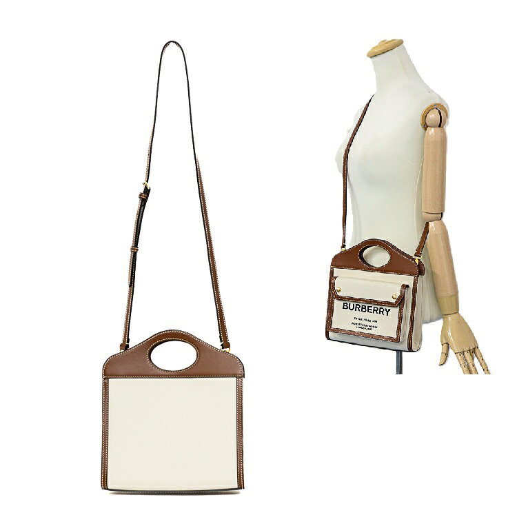 中古 バーバリー BURBERRY ミニ ポケットバッグ 2way ショルダーバッグ 80393611 キャンバス レザー オフ daisinyoko-10009114 大進洋行 サンプル画像3