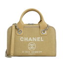 【美品】CHANEL シャネル ドーヴィル ボーリングバッグ ハンドバッグ 2way ショルダーバッグ A92749 ベージュ シルバー金具 キャバス レザー ...