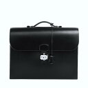 HERMES エルメス サックアデペッシュ 38 ブリーフケース ビジネスバッグ ボックスカーフ ブラック シルバー金具 □E刻 メンズバッグ 書類鞄 ブランド...