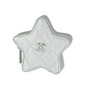 【未使用品】CHANEL シャネル マトラッセ コインケース チャーム スター 星 アクセサリーポーチ ラムスキン シルバー シルバー金具 小物入れ 小銭入れ ...