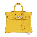 【未使用品】HERMES エルメス バーキン25 ハンドバッグ ヴィースイフト W刻 サン イエロー系 シルバー金具 レディースバッグ ブランドバッグ 5052...