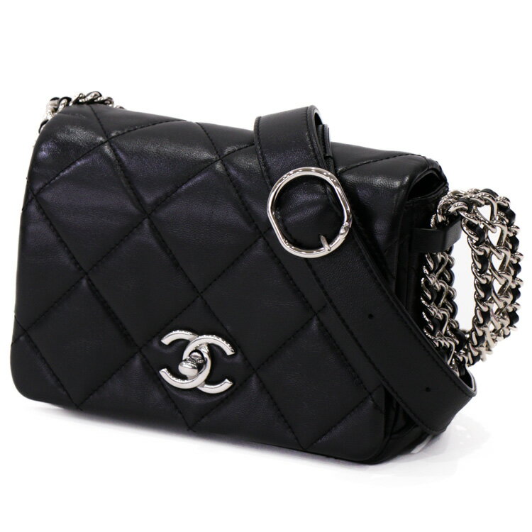 乐天商城 - 【美品】CHANEL シャネル フルフラップ ミニマトラッセ レディースバッグ 3連チェーンショルダー ショルダーバッグ AS3099B07627 レザー シルバー金具 ブラック 4499845J ブランドバッグ【中古】