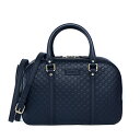 【美品】GUCCI グッチ マイクログッチシマ ハンドバッグ 2way ショルダーバッグ 510286 レザー ネイビー ゴールド金具 レディースバッグ ブラン...